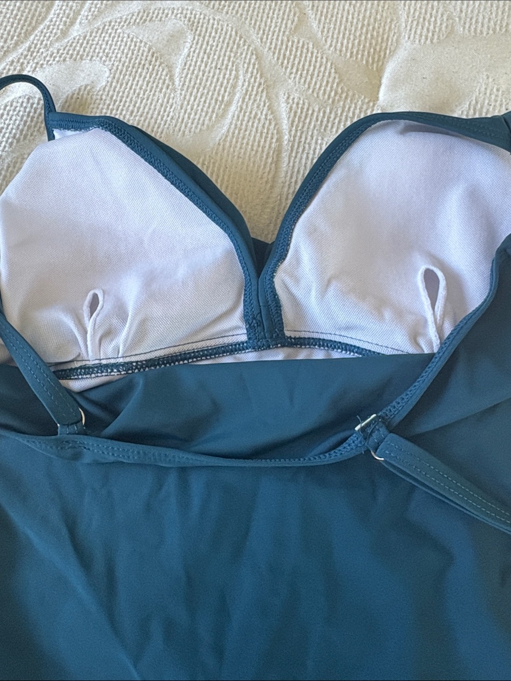 Teal One-Piece Swimsuit with Mesh Insets - Picture 3 of 5